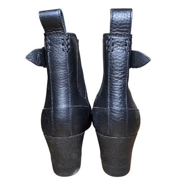 UGG Arleta Black Waterproof Leather WOOL Lining Wedge Boots Women US9 Buckle - Picture 4 of 8